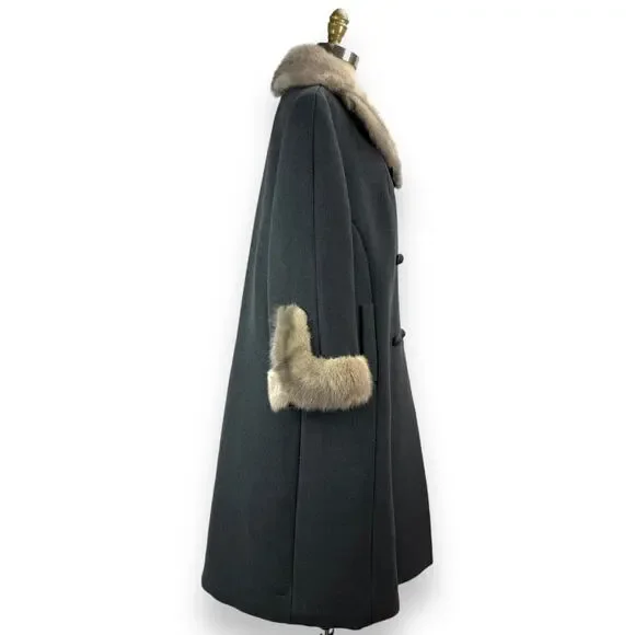 ❌SOLD❌1950's union gray wool and mink fur swing coat by TOWNLEY SAMTERS for NINA - Picture 12 of 14